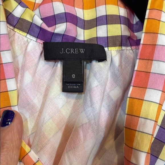 J. Crew Women’s rainbow gingham tie neck shift dress Multicolor Size 8 - Picture 4 of 10